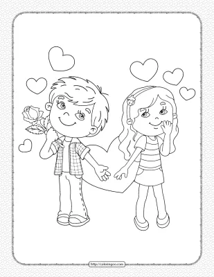 Printable Boy and Girl Valentine’s Day Coloring Page