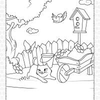 Printable Cat Playing with a Butterfly Coloring Page 21 printable cat playing with a butterfly coloring page