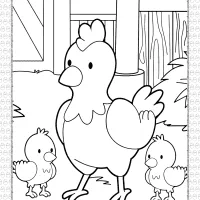 printable chicken and chicks coloring page