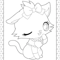 printable cute cat coloring page for girls