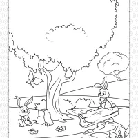 Printable Rabbits in the Spring Coloring Page 15 printable rabbits in the spring coloring page