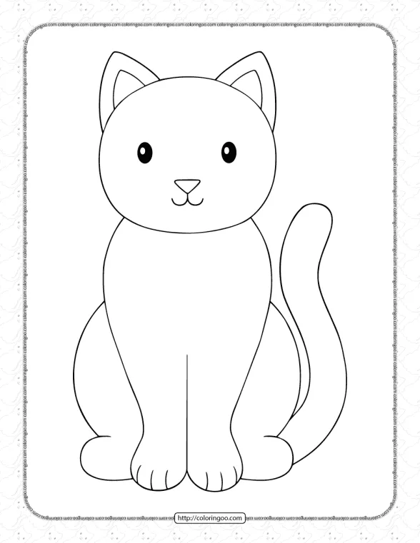 printable simple cat coloring page for kids