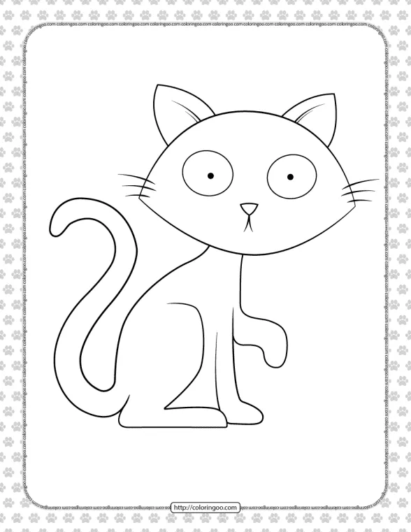 Printable Surprised Cat Coloring Page 1 printable surprised cat coloring page