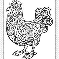 printable zentangle chicken coloring page