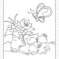 Snail Butterfly and Old Shoe with Flowers Coloring Page 6 Snail Butterfly and Old Shoe with Flowers Coloring Page