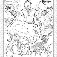 Aladdin Released Genie from the Lamp Coloring 7 aladdin released genie from the lamp coloring