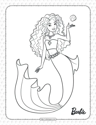 Beautiful Barbie Mermaid Coloring Page