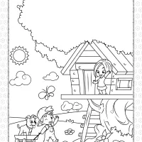 Boy and Girl Playing in a Tree House Coloring Page 8 boy and girl playing in a tree house coloring page