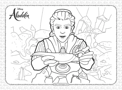 Disney Aladdin Finds the Lamp Coloring Page