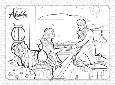 Disney Aladdin Invites Princess Jasmine Coloring Page
