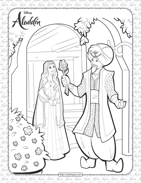 Disney The Genie Distracts Dalia Coloring Sheet 1 disney the genie distracts dalia coloring sheet
