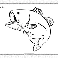 free printable bass fish coloring page
