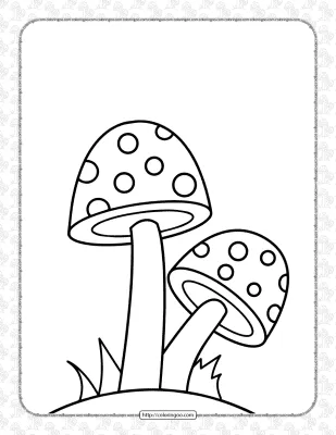 Free Printable Cute Mushrooms Coloring Sheet