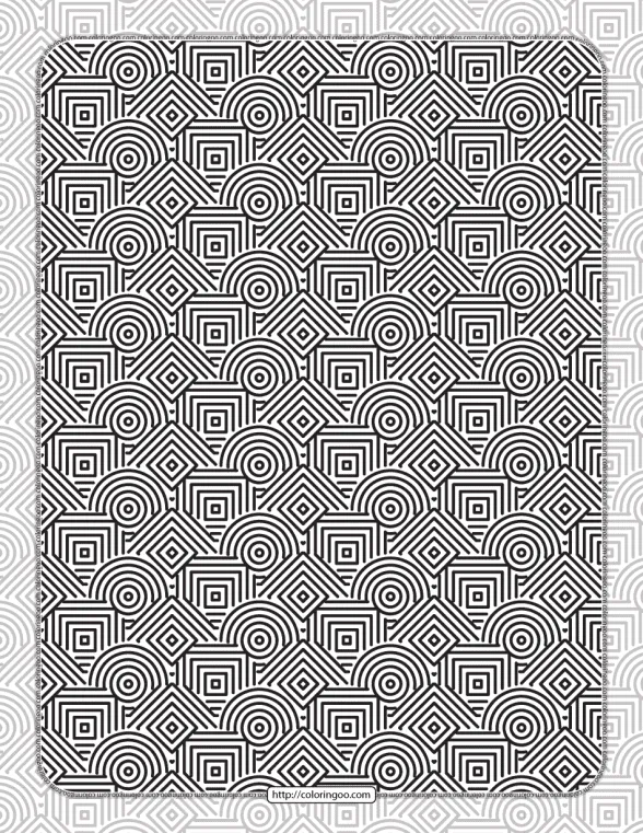 free printable squares and circles pattern coloring sheet
