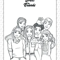 free printables barbie and friends coloring page