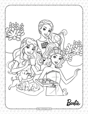 Free Printables Barbie and Friends Coloring Sheet