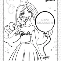 free printables barbies birthday coloring page
