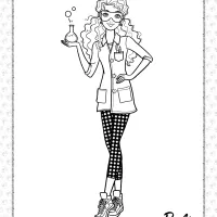 free printables scientist barbie coloring page