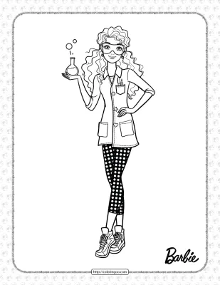 Free Printables Scientist Barbie Coloring Page