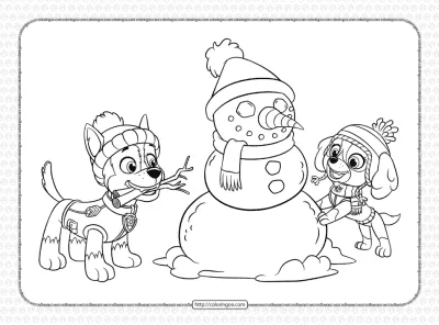 Holidays with The Paw Patrol Pups Coloring Page