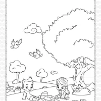Printable Boy and Girl on a Picnic Coloring Page 5 printable boy and girl on a picnic coloring page