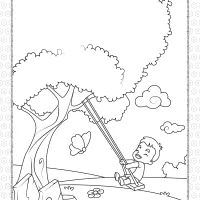 Printable Boy on a Swing Coloring Page 9 printable boy on a swing coloring page
