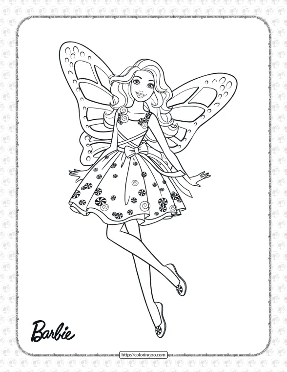 printable candy girl barbie coloring page