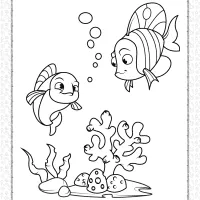printable cute fishes under the sea coloring page