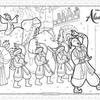 Printable Disney Aladdin and Genie Coloring Page 8 printable disney aladdin and genie coloring page