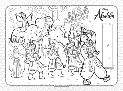 Printable Disney Aladdin and Genie Coloring Page