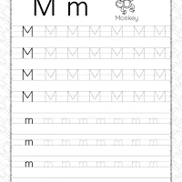 printable dotted letter m tracing pdf worksheet