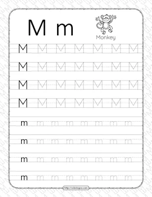 Printable Dotted Letter M Tracing Pdf Worksheet
