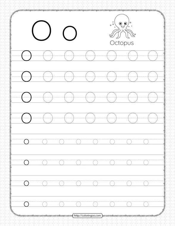 Printable Dotted Letter O Tracing Pdf Worksheet 1 printable dotted letter o tracing pdf worksheet
