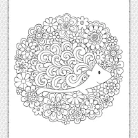 printable hedgehog in flowers coloring page