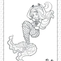 printable mermaid barbie coloring page for girls