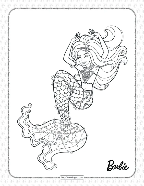 Printable Mermaid Barbie Coloring Page for Girls 1 printable mermaid barbie coloring page for girls
