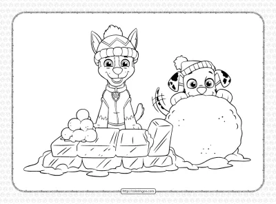 Printable Paw Patrol Holiday Coloring Page
