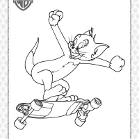 printable tom is skateboarding coloring page