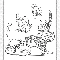 printable treasure in the see coloring page