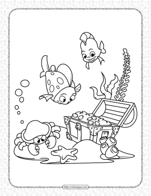 Printable Treasure in the See Coloring Page