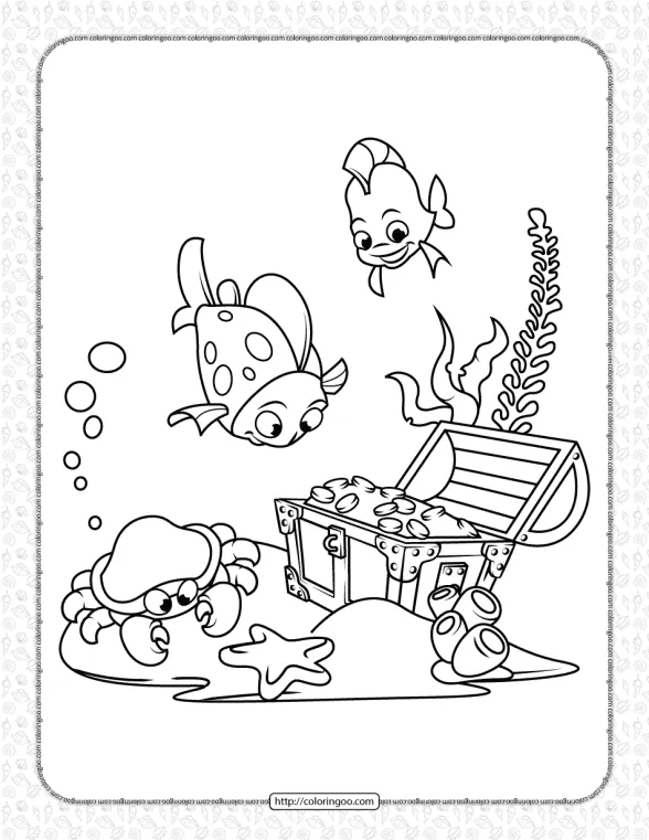 Printable Treasure in the See Coloring Page 1 printable treasure in the see coloring page