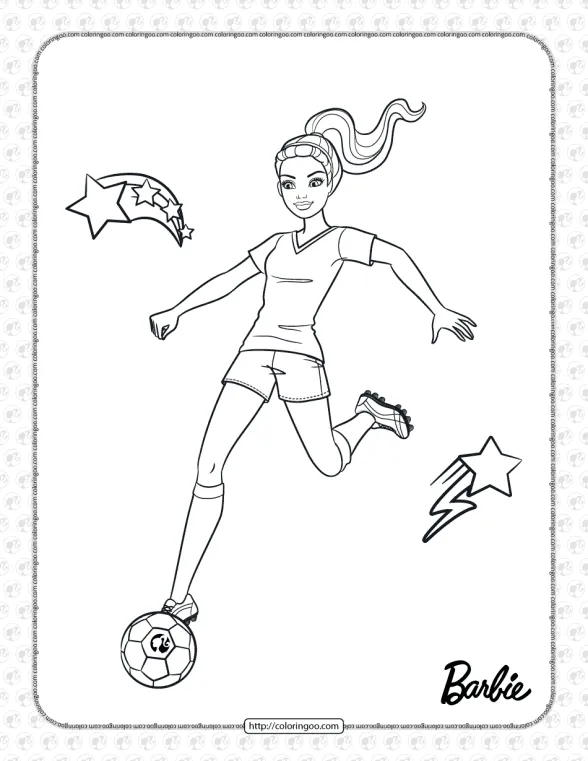 printables barbie soccer player coloring page
