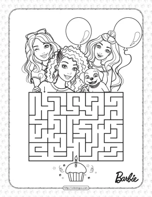 Printables Barbie’s Birthday Maze Coloring Page