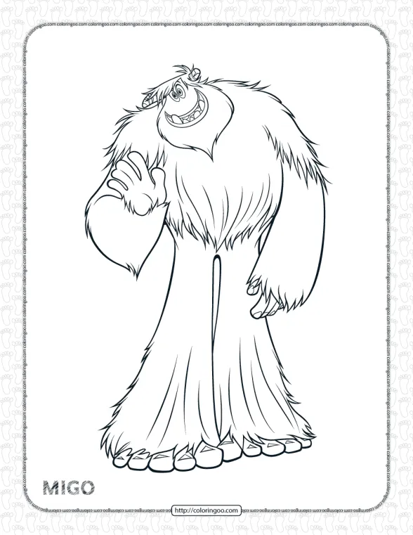 printables smallfoot migo pdf coloring page