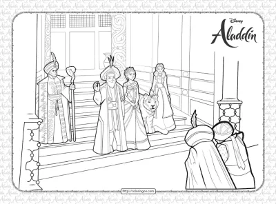 The Sultan and Princess Jasmine Coloring Page