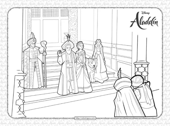 The Sultan and Princess Jasmine Coloring Page 1 the sultan and princess jasmine coloring page