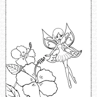 free printable fairy with flowers coloring page