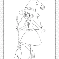free printable witch coloring page for kids