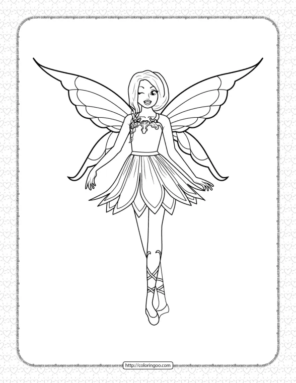 Printable Butterfly Winged Fairy Coloring Page 1 printable butterfly winged fairy coloring page