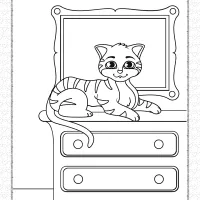 printable cat on the closet coloring page